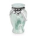Dletay Small Urns for Human Ashes 2.85 Inch Mini Cremation Urns for Mom Dad Aluminum Mini Urns for Ashes-Lake Green Different Chains