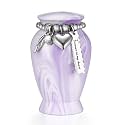 Dletay Small Urns for Human Ashes Keepsake 2.85 Inches Memorial Mini Cremation Urn for Women Men Aluminum Decorative Funeral Urns - Light Purple