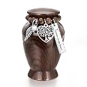 Dletay Small Urns for Human Ashes Keepsake 2.85 Inch Memorial Mini Cremation Urn for Women Men Aluminum Decorative Funeral Urns - Walnut Brown