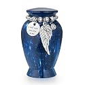 Dletay Small Urns for Human Ashes Keepsake 2.85 Inches Memorial Mini Cremation Urn for Women Men Aluminum Decorative Funeral Urns - Starlit Galaxy Blue