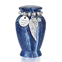 Dletay Small Urns for Human Ashes Keepsake 2.85 Inches Memorial Mini Cremation Urn for Women Men Aluminum Decorative Funeral Urns - Blue Marble