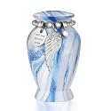 Dletay Small Urns for Human Ashes Keepsake 2.85 Inches Memorial Mini Cremation Urn for Women Men Aluminum Decorative Funeral Urns - Ocean Mist Blue