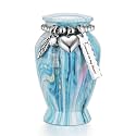 Dletay Small Urns for Human Ashes Keepsake 2.85 Inch Memorial Mini Cremation Urn for Women Men Aluminum Decorative Funeral Urns - Ocean Blue