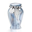 Dletay Small Urns for Human Ashes Keepsake 2.85 Inches Memorial Mini Cremation Urn for Women Men Aluminum Decorative Funeral Urns - Serene Blue-Green