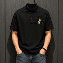DLooK Designer Embroidered Men Polo Neck Black