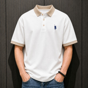 DLooK Designer Printed Men Polo Neck White