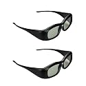 DLP 3D Glasses for All Brands of DLP Full HD 3D Projectors | Active Shutter Eyewear for Side by Side &amp; Over Under 3D Videos | Not for Red Cyan, 3D Ready Projectors or 3D TVs | Pack of 2