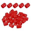 DMiotech 50 Pack 1/2" ID Red Screw Thread Protectors Rubber End Caps Bolt Covers for Screw Bolt Furniture Pipe
