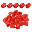 DMiotech 50 Pack 5/8" ID Red Screw Thread Protectors Rubber End Caps Bolt Covers for Screw Bolt Furniture Pipe