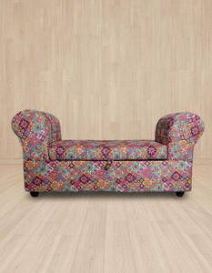 dmk rajasthani block printed 2 seater diwan sofa with storage solid wood settee