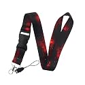 Black Red Lanyard for Keys Keychain ID Badge Holder with Safe Removable Black Buckle &amp; Metal Spring Clip Cool for Guy Adult Teen