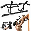DMoose Fitness Pull Up Bar for Doorway - No Screwing or Slipping, Hanging Pullup & Chin Up Bar for Door Frame - Multi Padded Grips for Strength Training with Installation Guide