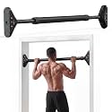 DMoose Fitness Pull Up Bar for Doorway - No Screwing or Slipping, Hanging Pullup &amp; Chin Up Bar for Door Frame - Multi Padded Grips for Strength Training with Installation Guide