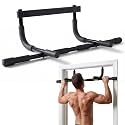 DMoose Fitness Pull Up Bar for Doorway - No Screwing or Slipping, Hanging Pullup &amp; Chin Up Bar for Door Frame - Multi Padded Grips for Strength Training with Installation Guide