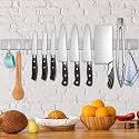 Dmore magnetic knife holder for wall—with 4 hooks, No Drilling 23 Inch silver knife magnetic strip, Powerful knife magnet rack, include Adhesive Tape and screws for Knives, Utensils, and Tools