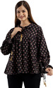 DMP FASHION Casual Regular Sleeves Printed Women Black Top