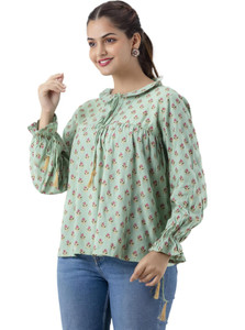 dmp fashion party printed women light green top
