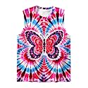 DMPROD Kids Tie Dye Shirt Size 5-14 Years Sleeveless T Shirts Children Tank Tops Hippies Senior Tees for Boys Girls
