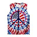 DMPROD Kids Tie Dye Shirt Size 5-14 Years Sleeveless T Shirts Children Tank Tops Hippies Senior Tees for Boys Girls