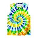 DMPROD Kids Tie Dye Shirt Size 5-14 Years Sleeveless T Shirts Children Tank Tops Hippies Senior Tees for Boys Girls