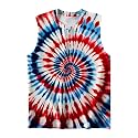 DMPROD Kids Tie Dye Shirt Size 5-14 Years Sleeveless T Shirts Children Tank Tops Hippies Senior Tees for Boys Girls
