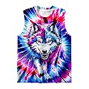 DMPROD Kids Tie Dye Shirt Size 5-14 Years Sleeveless T Shirts Children Tank Tops Hippies Senior Tees for Boys Girls