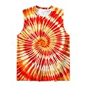DMPROD Kids Tie Dye Shirt Size 5-14 Years Sleeveless T Shirts Children Tank Tops Hippies Senior Tees for Boys Girls