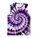 DMPROD Kids Tie Dye Shirt Size 5-14 Years Sleeveless T Shirts Children Tank Tops Hippies Senior Tees for Boys Girls