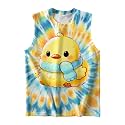 DMPROD Kids Tie Dye Shirt Size 5-14 Years Sleeveless T Shirts Children Tank Tops Hippies Senior Tees for Boys Girls