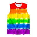 DMPROD Kids Tie Dye Shirt Size 5-14 Years Sleeveless T Shirts Children Tank Tops Hippies Senior Tees for Boys Girls
