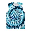 DMPROD Kids Tie Dye Shirt Size 5-14 Years Sleeveless T Shirts Children Tank Tops Hippies Senior Tees for Boys Girls