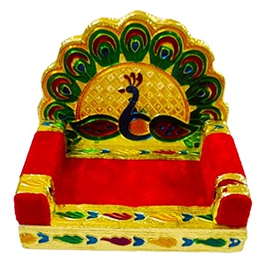 DMS RETAIL Wooden Handcrafted Peacock Sinhasan for