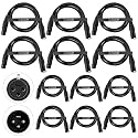 DMX Cable 3.2 ft, 12 Pack Flexible 3 Pin Signal XLR Male Female Wire