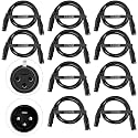 DMX Cable 3.9ft, 10 Pack, Flexible 3 Pin XLR Male to Female for Stage Lighting Signal Connection