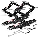 DNA Motoring 4-Pack 5000lbs RV Trailer Stabilizer Leveling Scissor Jacks with Speed Crank Handle, 4-24" Height,Set of 4,Black,TOOLS-00333