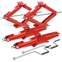 DNA Motoring 4-Pack 5000lbs RV Trailer Stabilizer Leveling Scissor Jacks with Speed Crank Handle, 4-24" Height,Set of 4,Red,TOOLS-00331