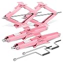 DNA Motoring 4-Pack 5000lbs RV Trailer Stabilizer Leveling Scissor Jacks with Speed Crank Handle, 4-24" Height,Set of 4,Pink, TOOLS-00333-PK