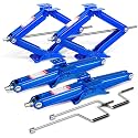 DNA Motoring 4-Pack 5000lbs RV Trailer Stabilizer Leveling Scissor Jacks with Speed Crank Handle, 4-24" Height,Set of 4,Blue,TOOLS-00332
