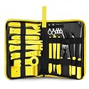 DNA Motoring TOOLS-00251 Car Trim Removal Tool Kit, Clip Plier Upholstery Remover Set for Auto Door Panel Audio Dashboard, with Storage Bag,Yellow