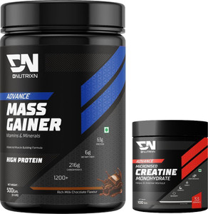 dnutrixn advance mass gainer with high protein creatine monohydrate  muscle strength weight gainersmass gainers 500 g 100 g chocolate