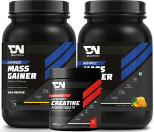 dnutrixn advance mass gainer with high protein creatine monohydrate  muscle strength weight gainersmass gainers 2 kg 100 g mango delight