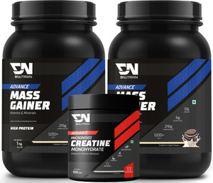 dnutrixn advance mass gainer with high protein creatine monohydrate  muscle strength weight gainersmass gainers 2 kg 100 g cookies  cream