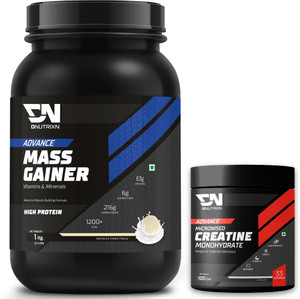 dnutrixn advance mass gainer with high protein creatine monohydrate  muscle strength weight gainersmass gainers 1 kg 100 g vanilla ice cream