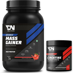 dnutrixn advance mass gainer with high protein creatine monohydrate weight gainersmass gainers 1 kg 100 g delicious strawberry