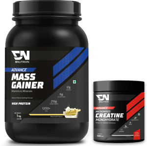 dnutrixn advance mass gainer with high protein creatine monohydrate  muscle strength weight gainersmass gainers 1 kg 100 g malai kulfi