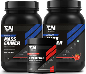 dnutrixn advance mass gainer with high protein creatine monohydrate  muscle strength weight gainersmass gainers 2 kg 100 g delicious strawberry
