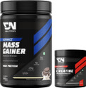 DNUTRIXN Advance Mass Gainer with High Protein+ Creatine Monohydrate | Muscle Strength Weight Gainers/Mass Gainers (500 g, 100 g, Cookies & Cream)