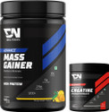 DNUTRIXN Advance Mass Gainer with High Protein+ Creatine Monohydrate | Muscle Strength Weight Gainers/Mass Gainers (500 g, 100 g, Mango Delight)