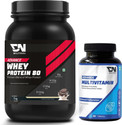 DNUTRIXN Advanced Whey Protein 80 + Multivitamin Tablets Combo for Muscle Growth Recovery Whey Protein (1 kg, 30 No, Cookies & Cream)
