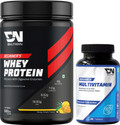 DNUTRIXN Beginner's High Whey Protein 40G & Multivitamin Tablets | Digestive Enzyme, BCAA Whey Protein (500 g, Mango Delight)
